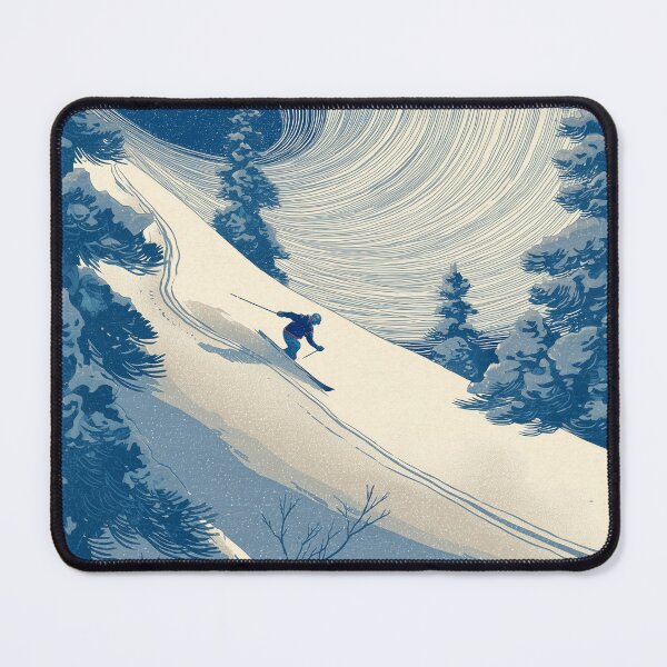 Item preview, Powder Lines, Woodblock Skies designed and sold by ArgentoArt.