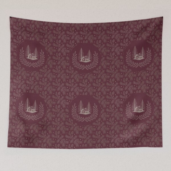 Item preview, Cozy Woodland Cabin in the Woods – Berry Wine Winter Lodge Design by Heritage Hive Studio designed and sold by Heritage Hive Studio.