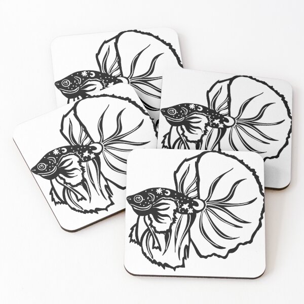 Item preview, Moon And Stars Monochrome Betta Fish designed and sold by Cinderpaw1.