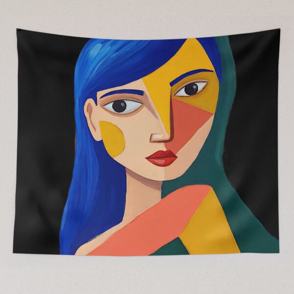 Item preview, Abstract Cubist Woman – Modern Picasso-Inspired Geometric Art designed and sold by AwesomeDigiShop.