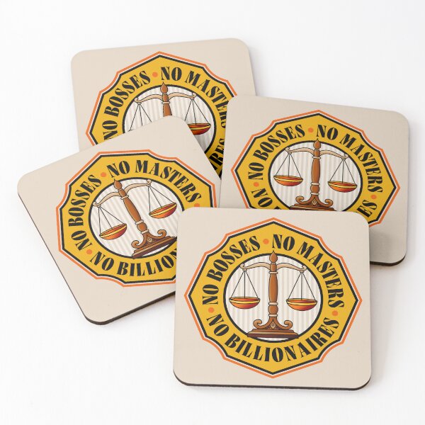 Item preview, No Bosses, No Masters, No Billionaires - Anti Capitalist Scales of Justice designed and sold by Picket Club.