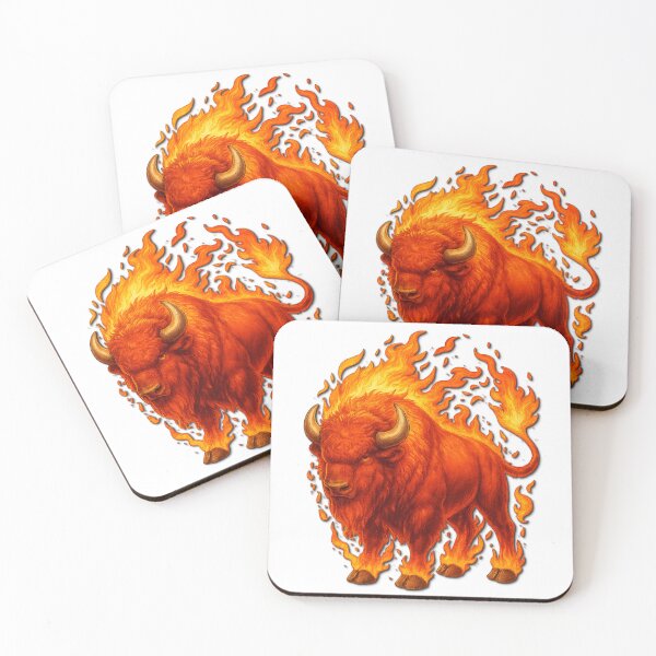 Item preview, Flaming Bison Spirit – Fire Buffalo Fantasy Animal Art designed and sold by FORYOUOFFICIAL.
