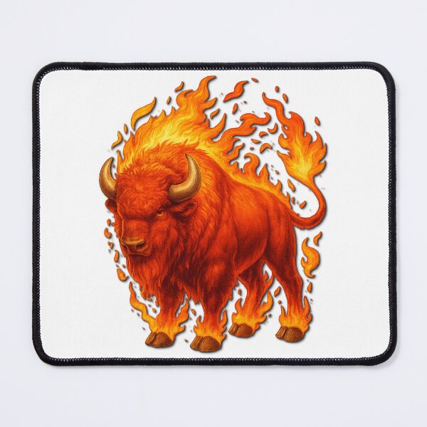 Item preview, Flaming Bison Spirit – Fire Buffalo Fantasy Animal Art designed and sold by FORYOUOFFICIAL.