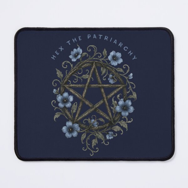 Item preview, Hex the Patriarchy – Witchy Feminist Design with Pentacle and Blue Flowers | Witchcore Aesthetic designed and sold by TeesbyDD.