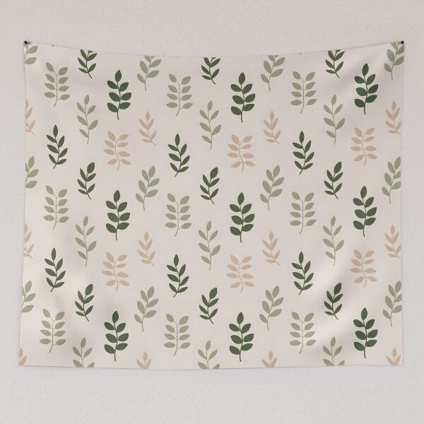 Aperçu de l'œuvre Motif de feuilles botaniques minimalistes - Tons terreux sauge, olive et pêche créée et vendue par PatternHome.