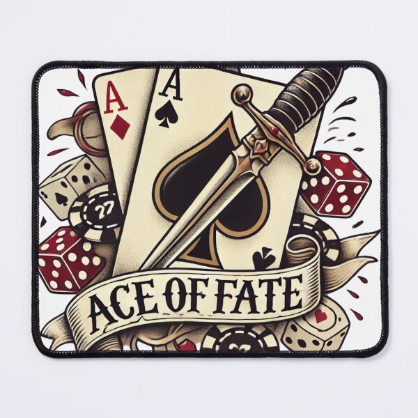 Item preview, Ace of Fate Vintage Tattoo-Style Playing Card Design with Sword, Dice, and Poker Chips Retro Casino designed and sold by jimbo7664.