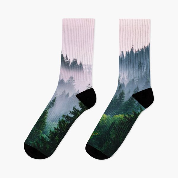 Item preview, Early Morning Foggy Moody Forest || Pink Landscape Calm Scenery designed and sold by scicilysimonee.