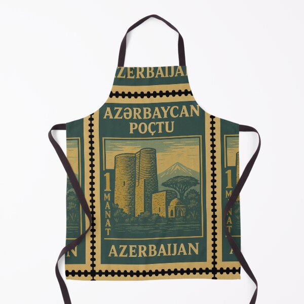 Item preview, Vintage Azerbaijan Postage Stamp – Maiden Tower and Mountain Retro Travel Design designed and sold by Travellerz.