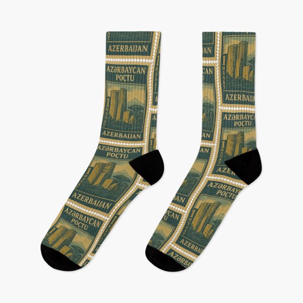 Item preview, Vintage Azerbaijan Postage Stamp – Maiden Tower and Mountain Retro Travel Design designed and sold by Travellerz.