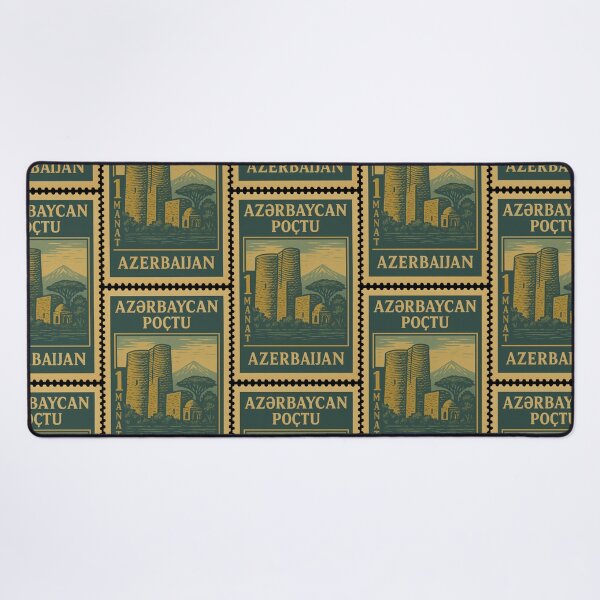 Item preview, Vintage Azerbaijan Postage Stamp – Maiden Tower and Mountain Retro Travel Design designed and sold by Travellerz.