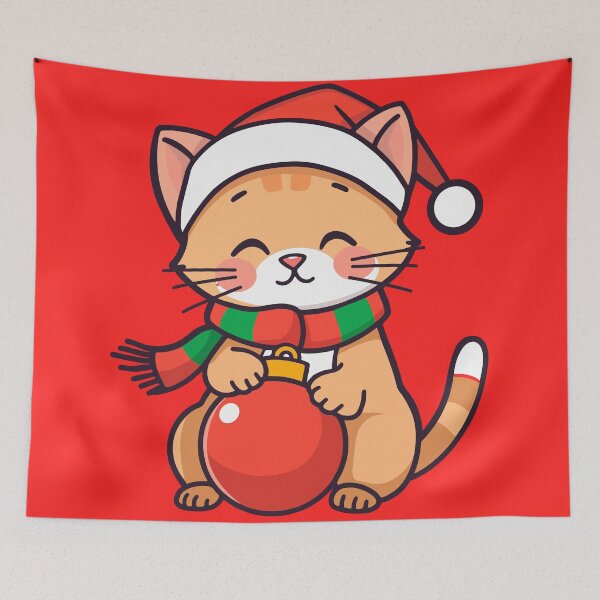 Item preview, Christmas Kitty with Santa Hat designed and sold by LitaBarc.