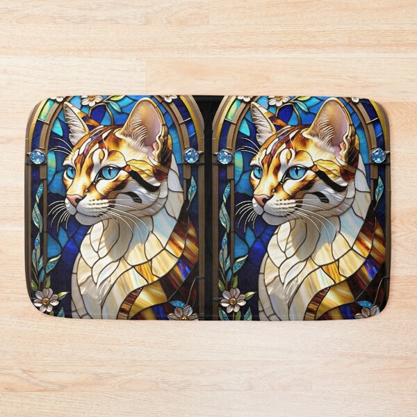 Item preview, OCELOT KITTY CAT * Stained Glass Jewel Bling Girly Girl Mom Nana Cottage Decor Feline Kitten Lover GIFT designed and sold by Spinning Plates 360.