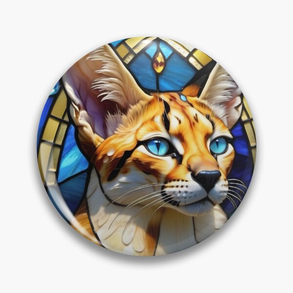 Item preview, SERVAL KITTY CAT * Stained Glass Jewel Bling Girly Girl Mom Nana Cottage Decor Wild Feline Kitten Lover GIFT designed and sold by Spinning Plates 360.