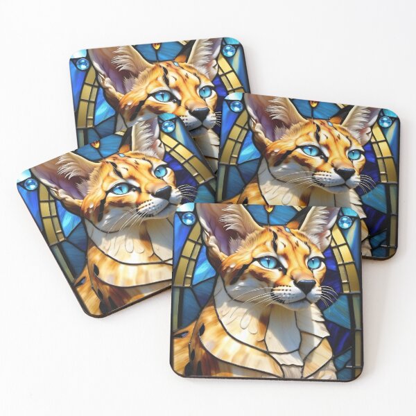 Item preview, SERVAL KITTY CAT * Stained Glass Jewel Bling Girly Girl Mom Nana Cottage Decor Wild Feline Kitten Lover GIFT designed and sold by Spinning Plates 360.