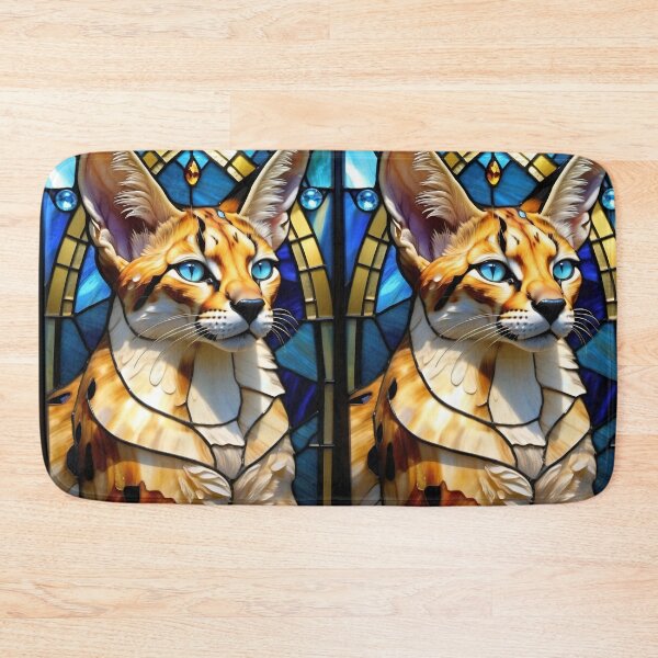 Item preview, SERVAL KITTY CAT * Stained Glass Jewel Bling Girly Girl Mom Nana Cottage Decor Wild Feline Kitten Lover GIFT designed and sold by Spinning Plates 360.