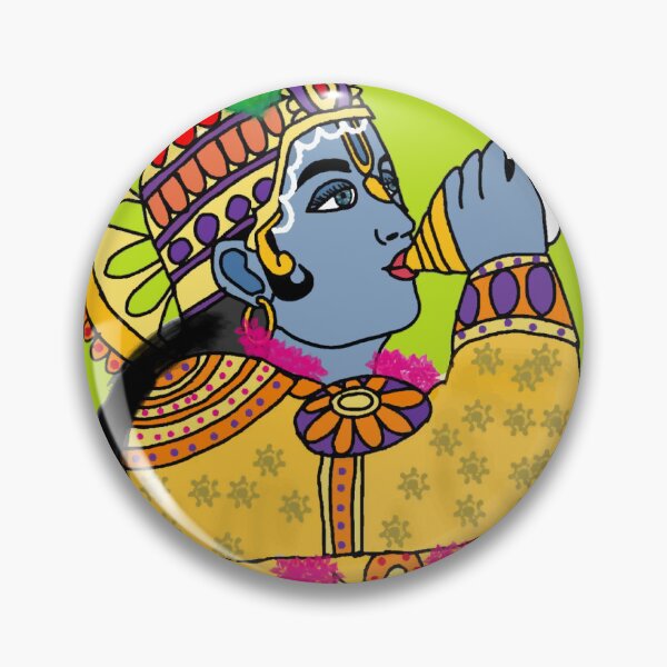 Item preview, Lord Krishna Blowing Conch Shell Divine Art designed and sold by Harshit_Digital_Arts.