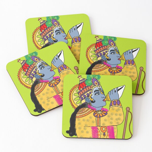 Item preview, Lord Krishna Blowing Conch Shell Divine Art designed and sold by Harshit_Digital_Arts.