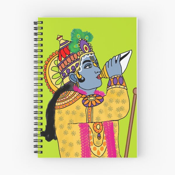 Item preview, Lord Krishna Blowing Conch Shell Divine Art designed and sold by Harshit_Digital_Arts.