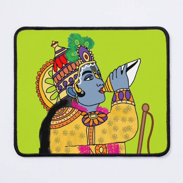 Item preview, Lord Krishna Blowing Conch Shell Divine Art designed and sold by Harshit_Digital_Arts.