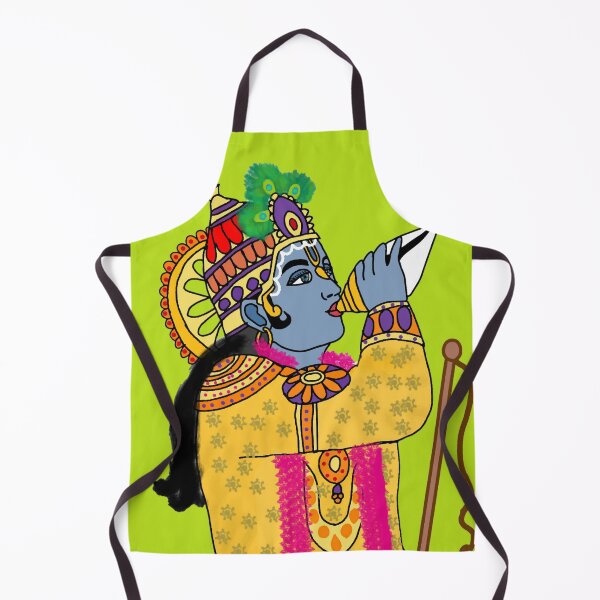 Item preview, Lord Krishna Blowing Conch Shell Divine Art designed and sold by Harshit_Digital_Arts.