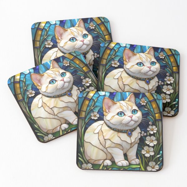 Item preview, MUNCHKIN DWARF SHORT LEGGED KITTY CAT * Stained Glass Jewel Bling Girly Girl Mom Nana Cottage Decor Feline Kitten Lover GIFT designed and sold by Spinning Plates 360.
