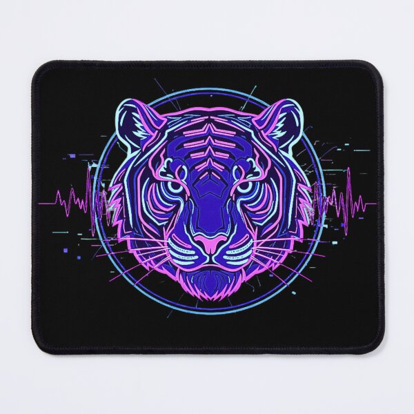 Item preview, Neon Cyber Tiger – Futuristic Glowing Animal Head in Synthwave Style designed and sold by MobMarketdesign.