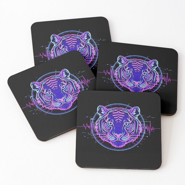 Item preview, Neon Cyber Tiger – Futuristic Glowing Animal Head in Synthwave Style designed and sold by MobMarketdesign.