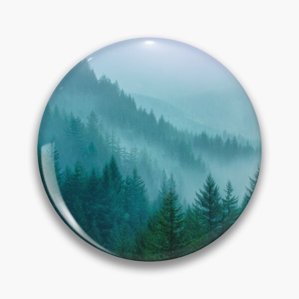 Item preview, Dense Fog Rolling Hills Green and Blue Evergreen Forests designed and sold by scicilysimonee.