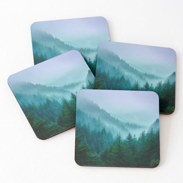 Item preview, Dense Fog Rolling Hills Green and Blue Evergreen Forests designed and sold by scicilysimonee.