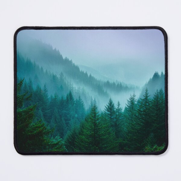 Item preview, Dense Fog Rolling Hills Green and Blue Evergreen Forests designed and sold by scicilysimonee.