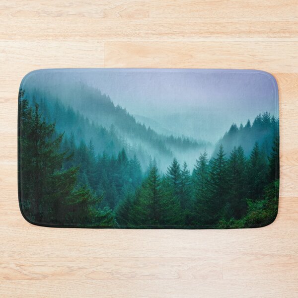 Item preview, Dense Fog Rolling Hills Green and Blue Evergreen Forests designed and sold by scicilysimonee.