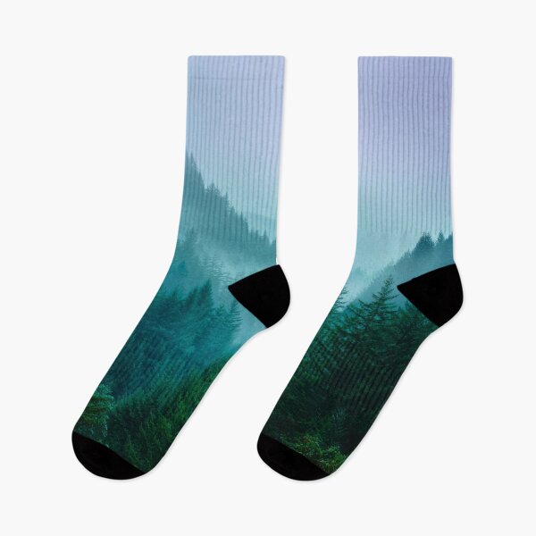 Item preview, Dense Fog Rolling Hills Green and Blue Evergreen Forests designed and sold by scicilysimonee.