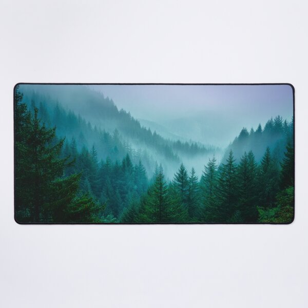 Item preview, Dense Fog Rolling Hills Green and Blue Evergreen Forests designed and sold by scicilysimonee.