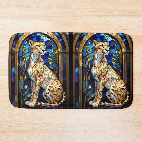 Item preview, CHEETAH KITTY CAT * Stained Glass Jewel Bling Girly Girl Mom Nana Cottage Decor Wild Feline Kitten Animal Lover GIFT designed and sold by Spinning Plates 360.