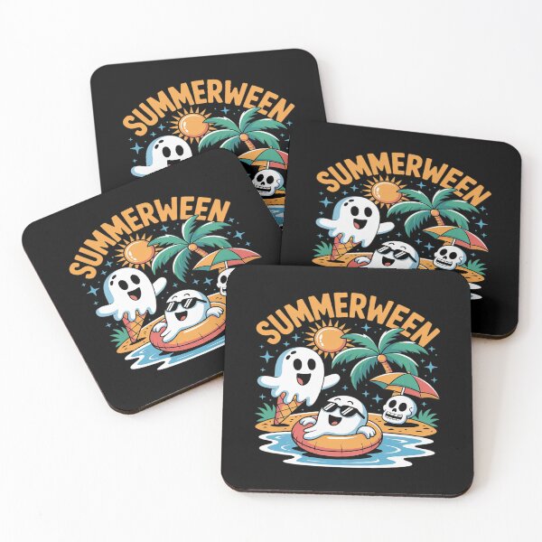 Item preview, Summerween Skeleton Ghost Beach Party Halloween designed and sold by tabdejinti.