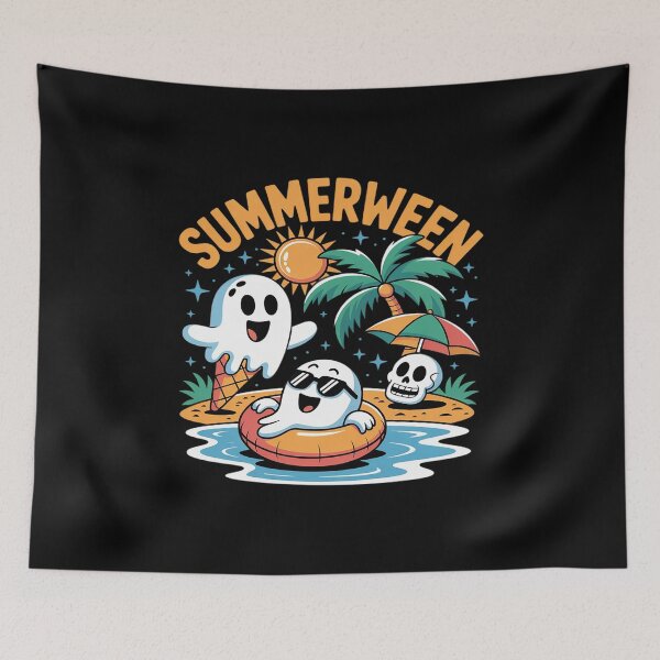 Item preview, Summerween Skeleton Ghost Beach Party Halloween designed and sold by tabdejinti.