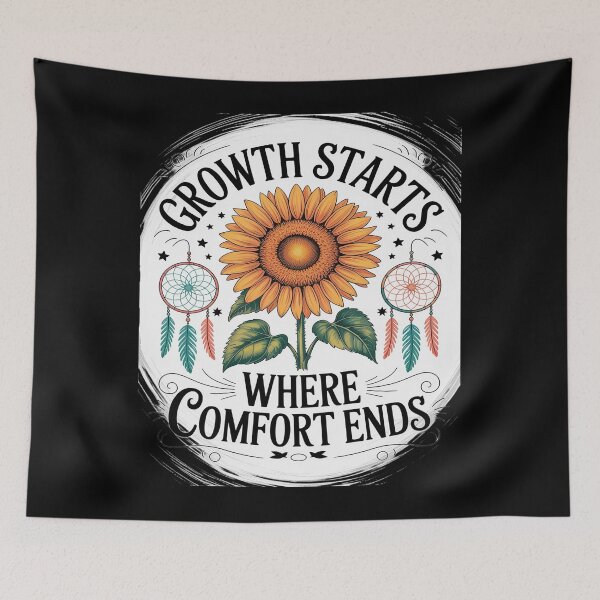 Item preview, Sunflower Growth Starts Where Comfort Ends Boho Botanica designed and sold by tabdejinti.