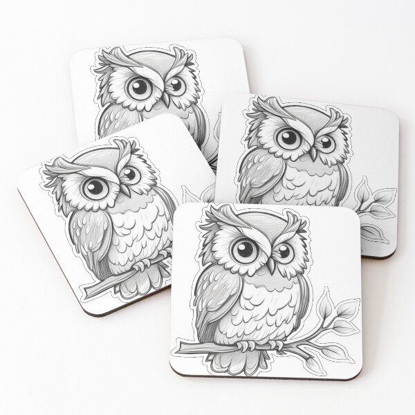 Item preview, Owl Jolson – Cute Pencil Drawing of a Wise Owl on Branch designed and sold by Liva Art.