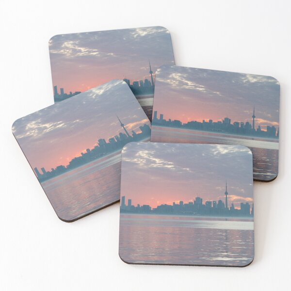 Item preview, Toronto Skyline with Gentle Pink Mist at Sunrise designed and sold by Georgia Mizuleva.