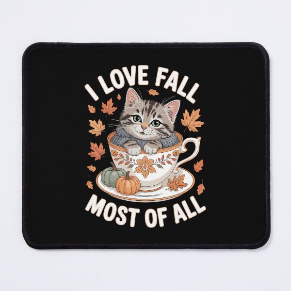 Item preview, I Love Fall With Autumn Leaves And Cute Fall Cat designed and sold by PunkNation-Arts.