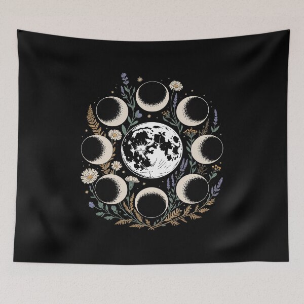Item preview, Celestial Moon Phase BOHO Wildflowers designed and sold by khorbiasieno.
