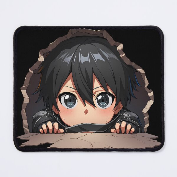 Item preview, Kirito Sword Art Online Anime Chibi Peeking Cool Black Hair designed and sold by TorbenKuhano.