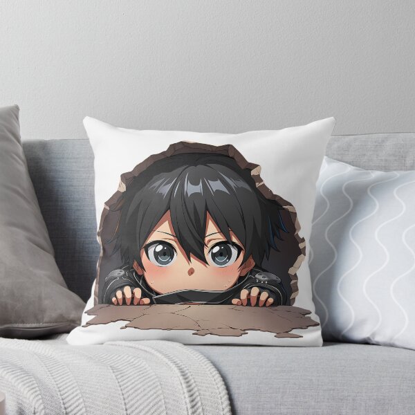Item preview, Kirito Sword Art Online Anime Chibi Peeking Cool Black Hair designed and sold by TorbenKuhano.