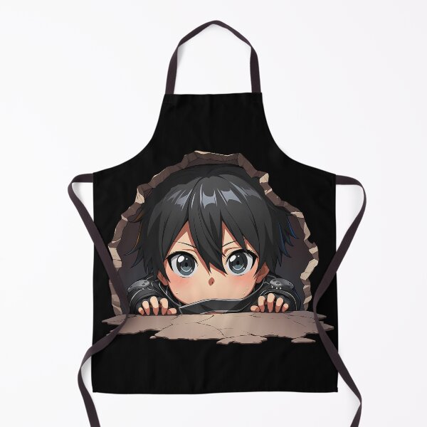 Item preview, Kirito Sword Art Online Anime Chibi Peeking Cool Black Hair designed and sold by TorbenKuhano.