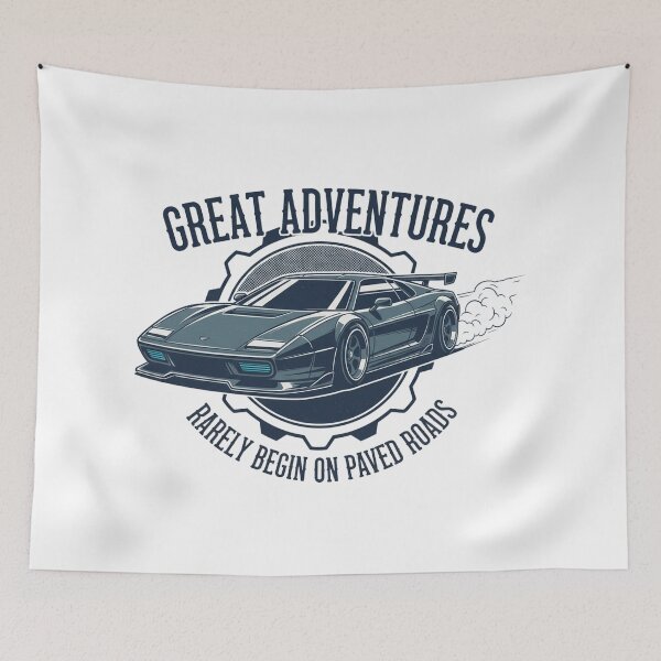Item preview, Retro Sports Car Quote T-Shirt | Great Adventures Don't Start on Paved Roads designed and sold by nhstaruna.