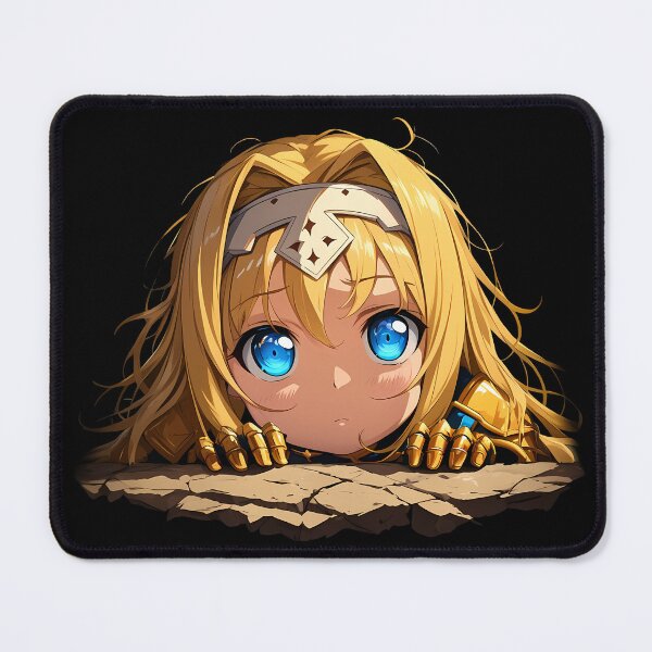 Item preview, Alice Zuberg Sword Art Online Anime Girl Peeking Blue Eyes Golden Armor designed and sold by TorbenKuhano.