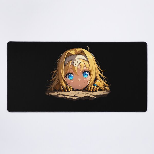Item preview, Alice Zuberg Sword Art Online Anime Girl Peeking Blue Eyes Golden Armor designed and sold by TorbenKuhano.