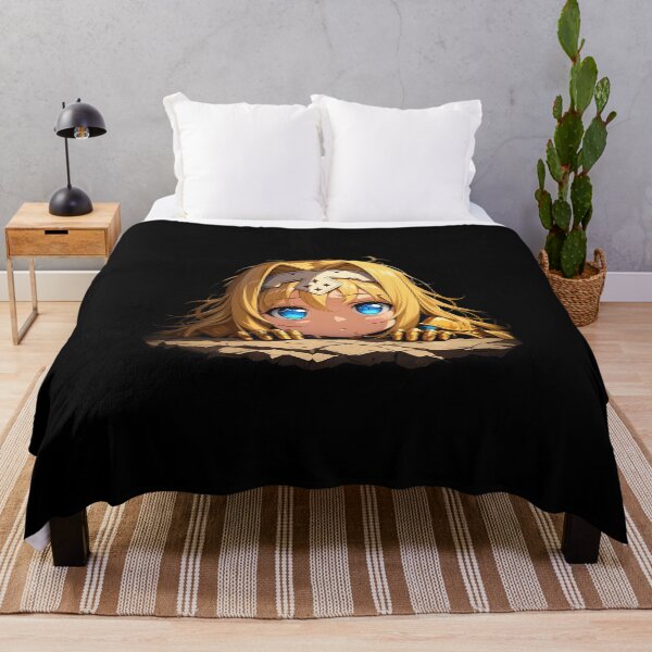 Item preview, Alice Zuberg Sword Art Online Anime Girl Peeking Blue Eyes Golden Armor designed and sold by TorbenKuhano.