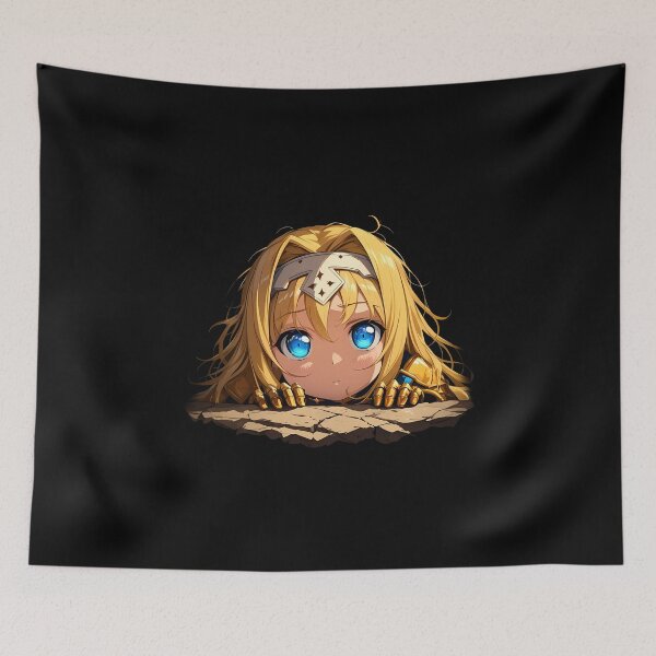 Item preview, Alice Zuberg Sword Art Online Anime Girl Peeking Blue Eyes Golden Armor designed and sold by TorbenKuhano.