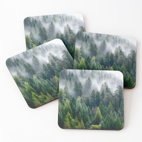 Item preview, Foggy Green Pine Forest Gray Tranquil Misty Beauty designed and sold by scicilysimonee.